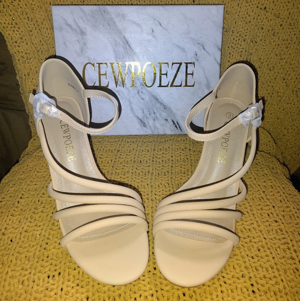 Women's Elegant Beige Strappy Heels
